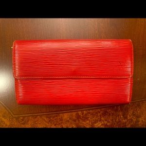 Authentic Louis Vuitton Red Sarah Long Wallet
